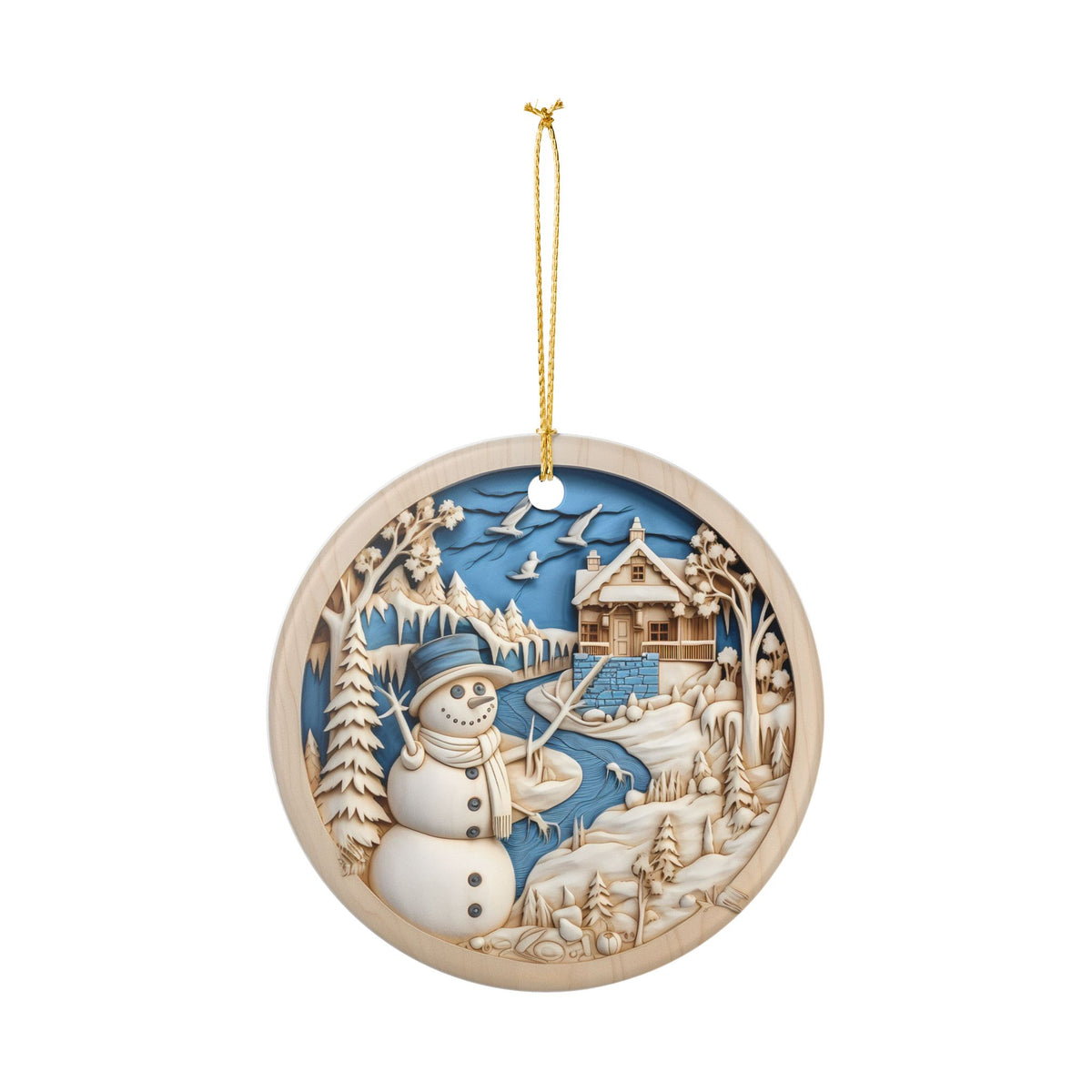 Winter Wonderland Snowman Ceramic Ornament    Item #4625