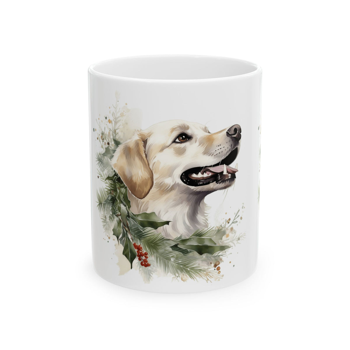 Dog Christmas Mug – Watercolor Dog with Holly 11oz  Item #853348