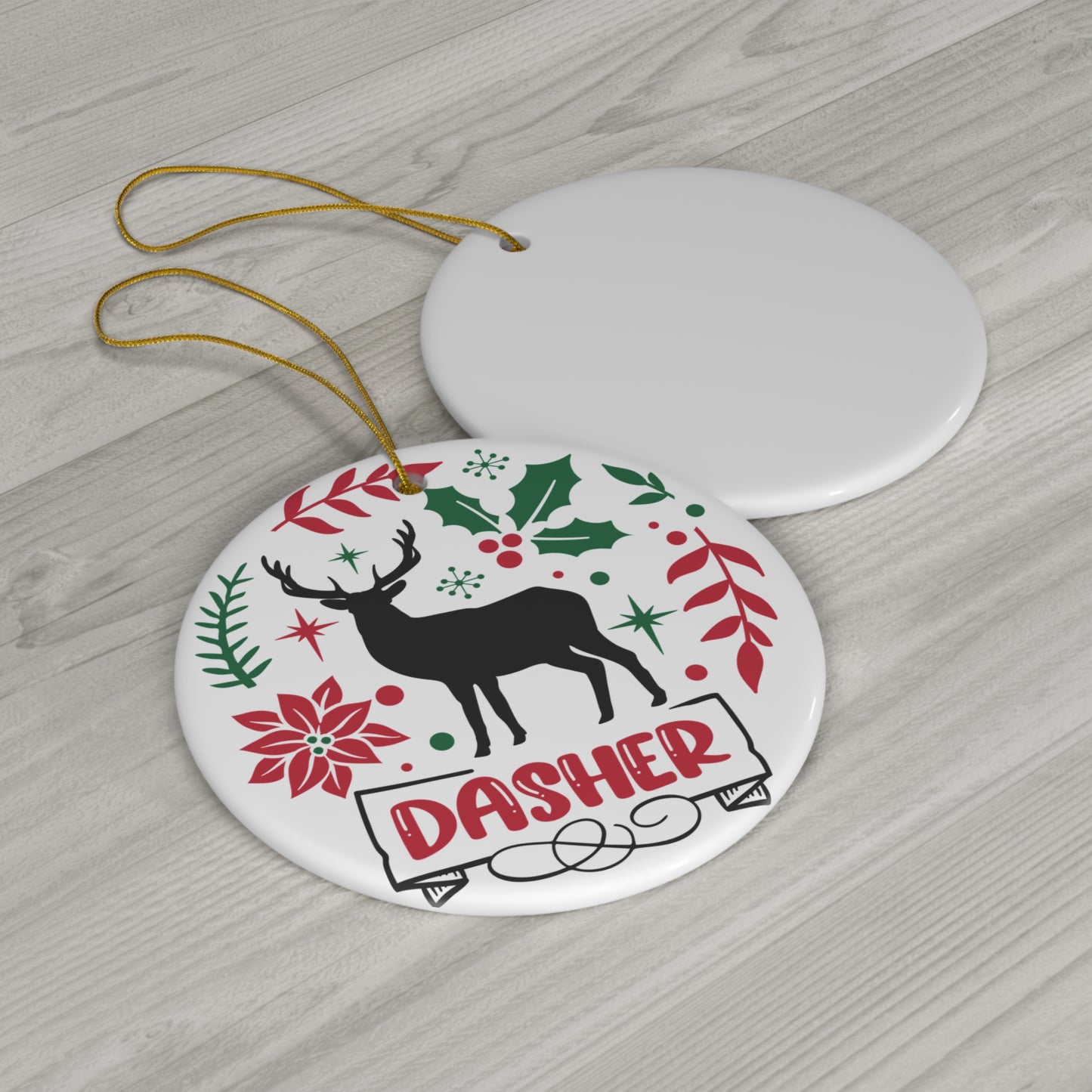 Dasher Ceramic Disc Ornament        Item #2881826