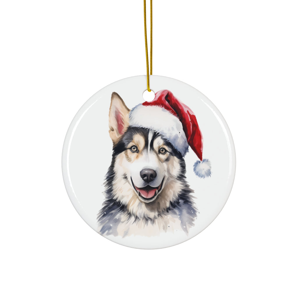 Dog With Christmas Sweater Ceramic Disc Ornament           Item #1764982