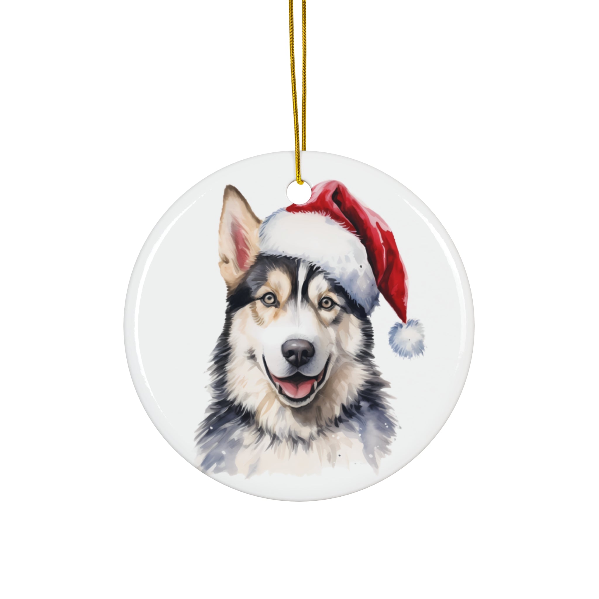 Dog With Christmas Sweater Ceramic Disc Ornament           Item #1764982