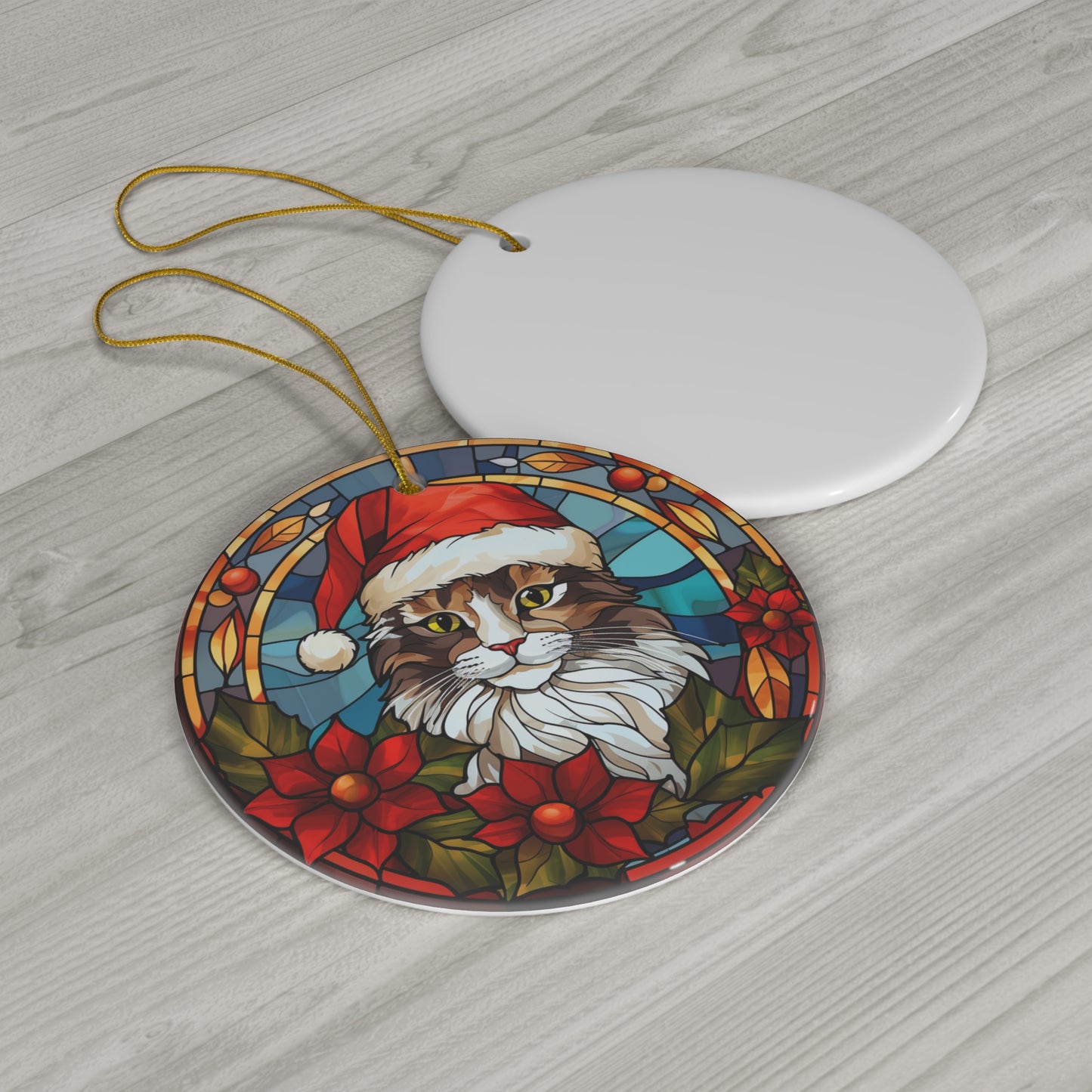 Santa Cat Ceramic Ornament            Item #3106284