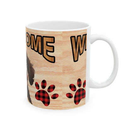Welcome Puppy Ceramic Mug — Cute Dog Paw Print Coffee Cup 11oz   Item #347854