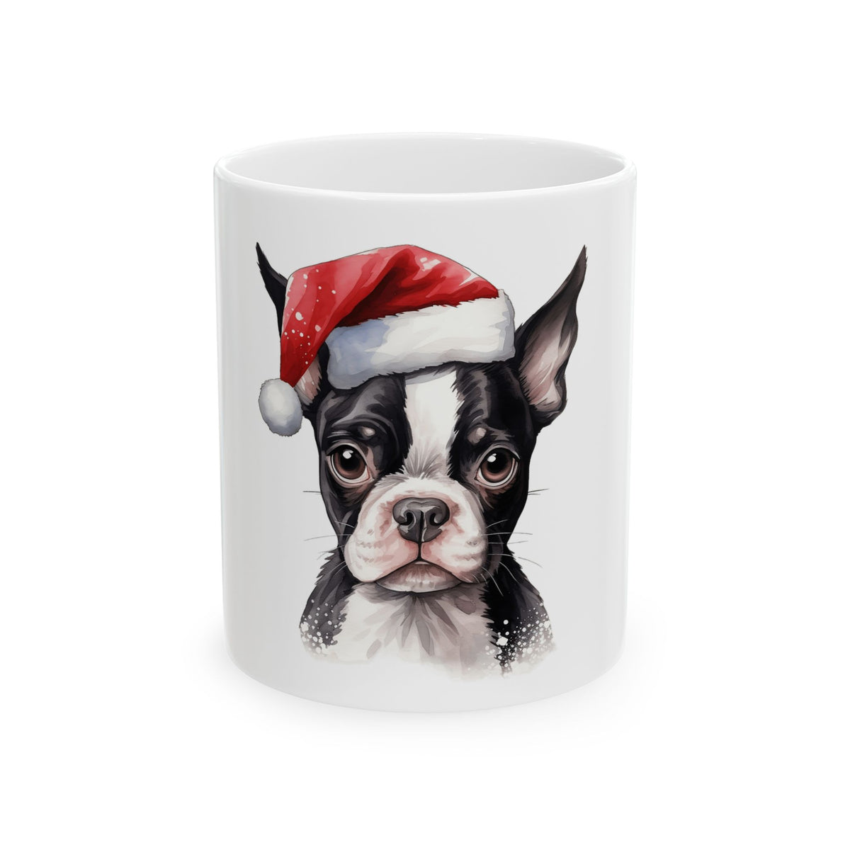 Christmas Boston Terrier Santa Hat Ceramic Mug 11oz   Item #878071
