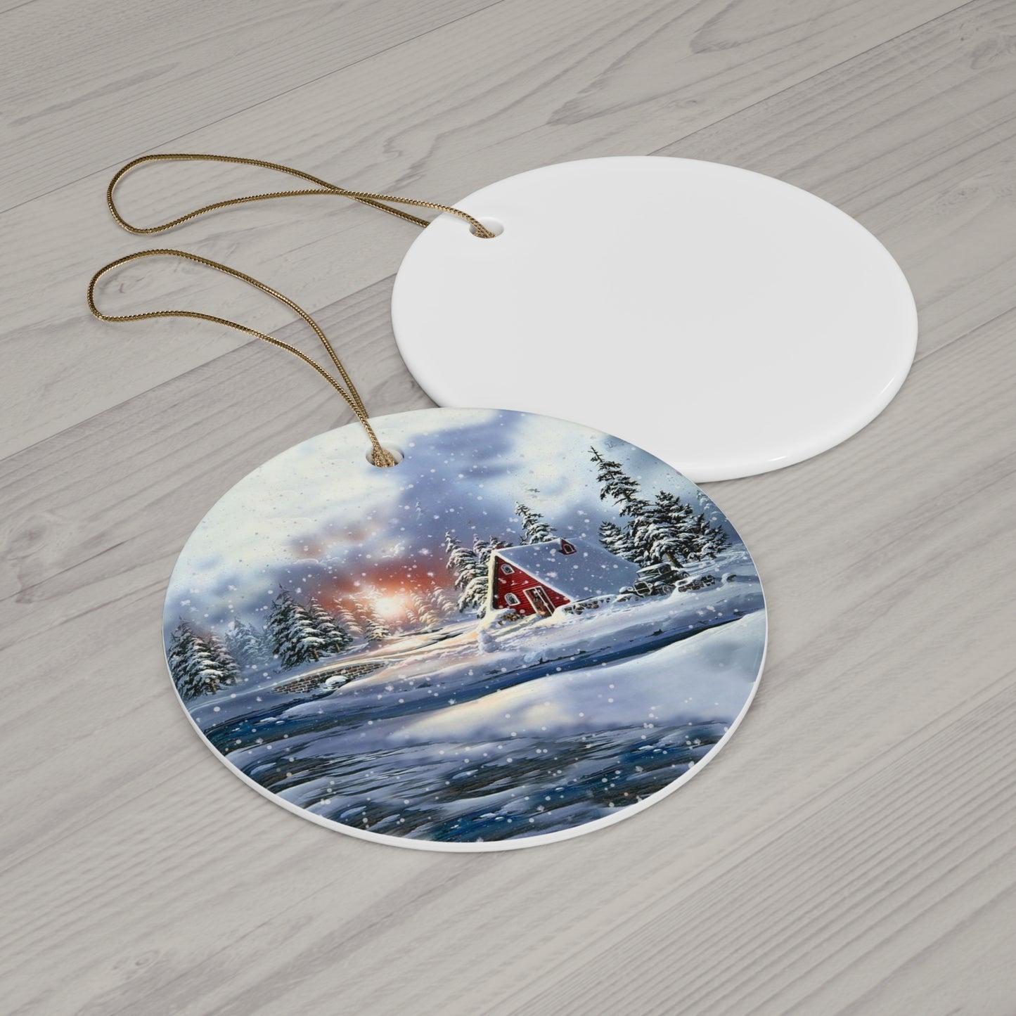 Winter Scene Ceramic Disc Ornament      Item #3023535