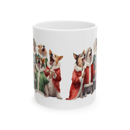 Christmas Corgis Singing Ceramic Mug — Holiday Dog Choir Coffee Cup 11oz   Item #511357