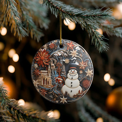 Winter Wonderland Snowman Ceramic Ornament    Item #35272