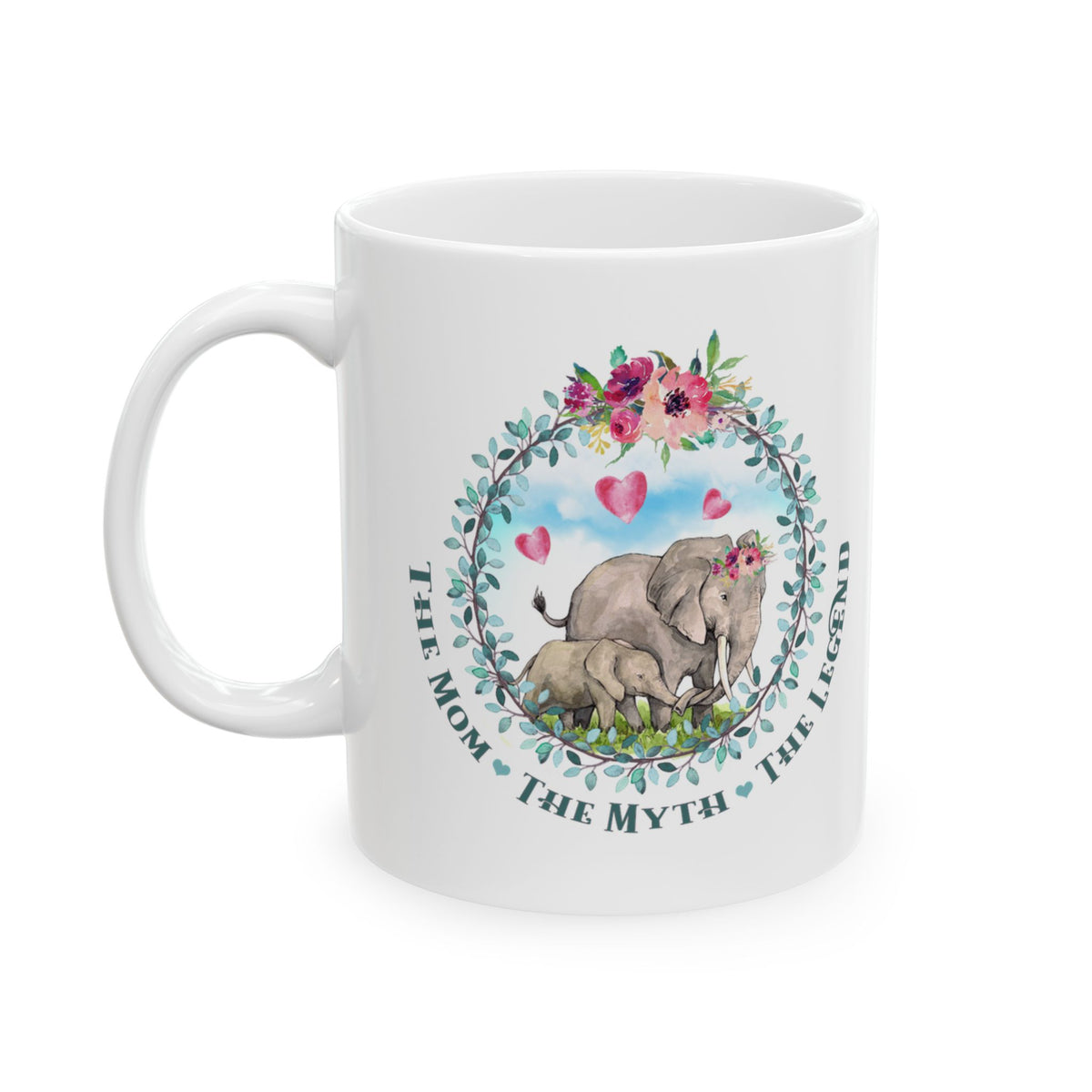 Mom the Legend Floral Ceramic Mug — Cute Woodland Animal Mother's Day Coffee Cup 11oz      Item #366886