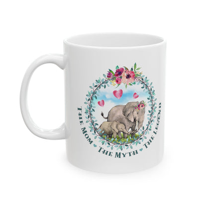 Mom the Legend Floral Ceramic Mug — Cute Woodland Animal Mother's Day Coffee Cup 11oz      Item #366886