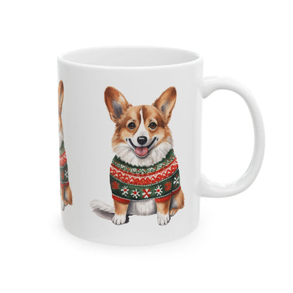 Corgi Holiday Mug – Cute Pembroke Corgi in Christmas Sweater 11oz    Item #221261