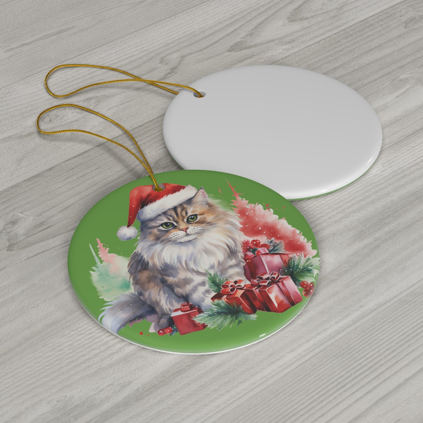 Ceramic Ornament - Christmas Cat      Item #742528