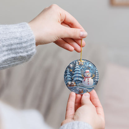 Ceramic Christmas Ornament – Snowman Winter Wonderland    Item #643254