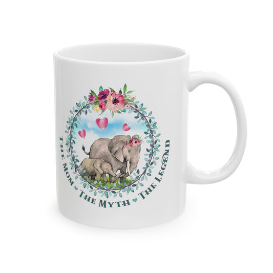 Mom the Legend Floral Ceramic Mug — Cute Woodland Animal Mother's Day Coffee Cup 11oz      Item #366886