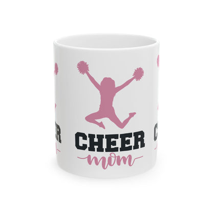 Cheer Mom Ceramic Mug – Pink Cheerleader Silhouette Coffee Cup 11oz   Item #487374