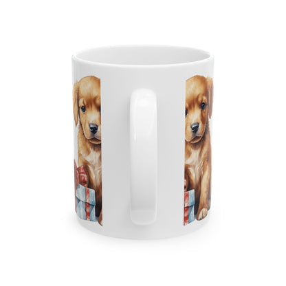 Cute Puppy with Gift Ceramic Mug 11oz  Item #447087