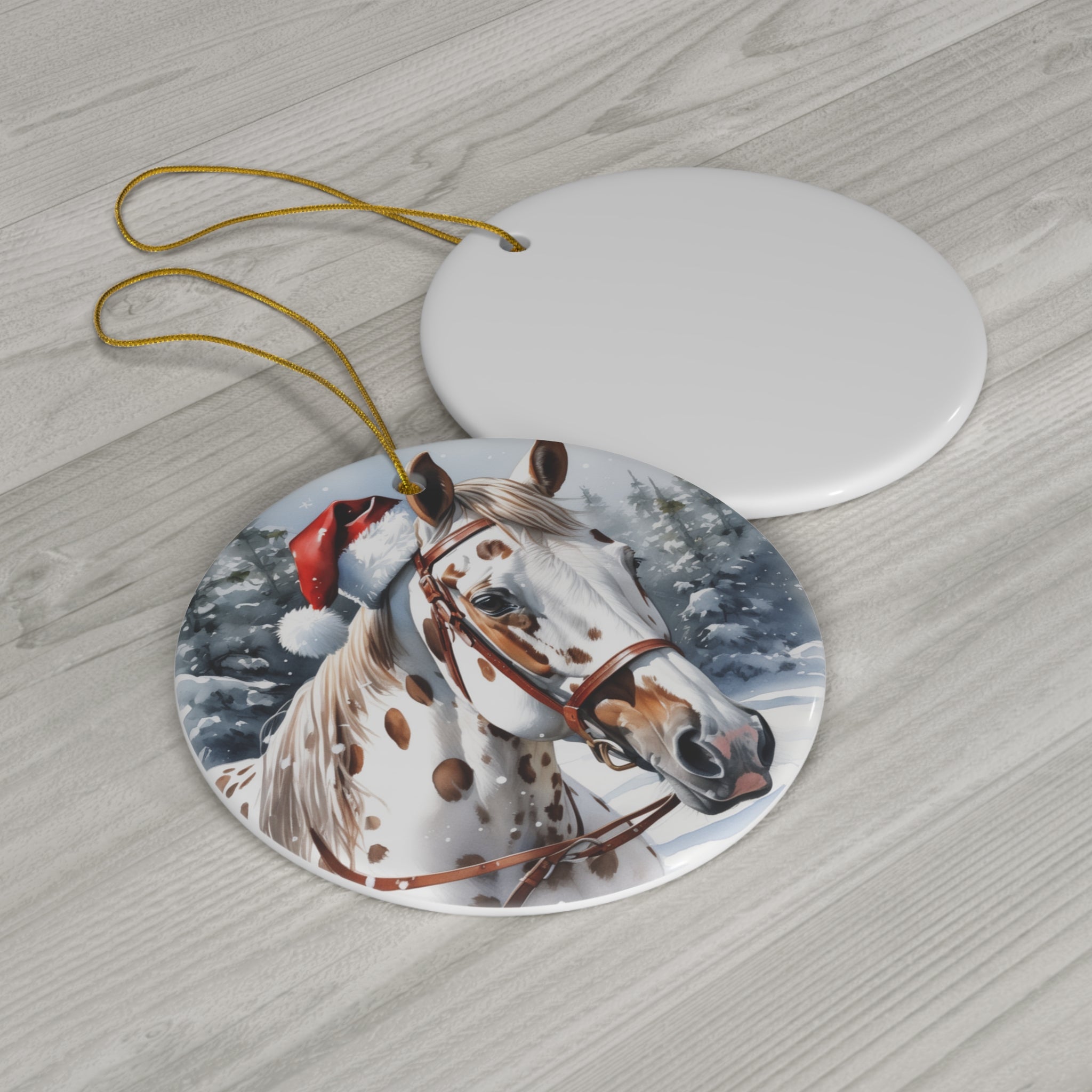 Horse Christmas Ceramic Disc Ornament      Item #1601362 - Buckshot's Bargain Barn