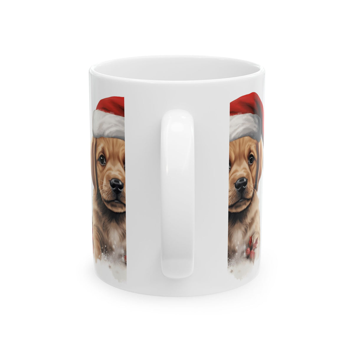 Christmas Puppy Coffee Mug - Cute Labrador Puppy with Santa Hat 11oz   Item #160904