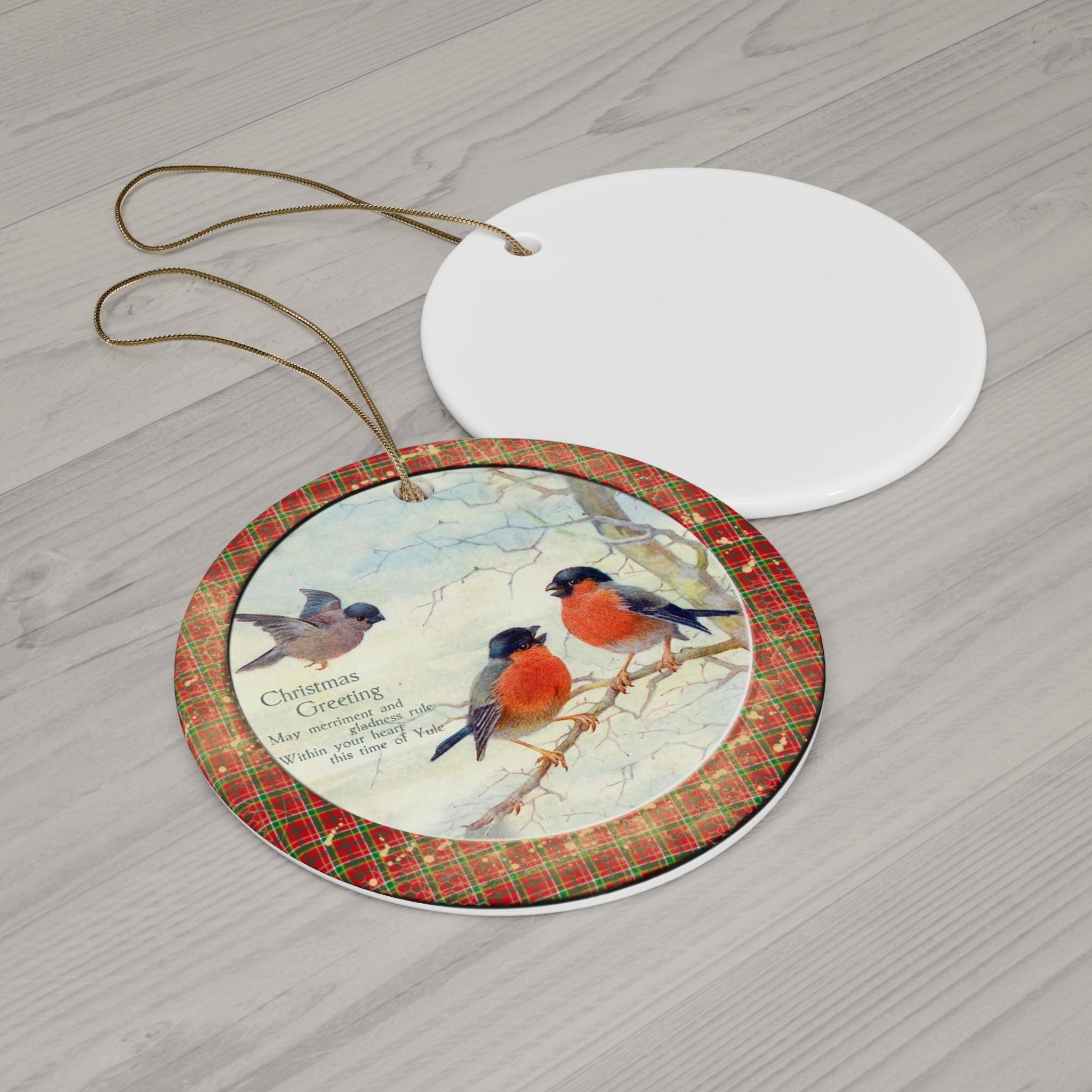 Christmas Birds Ceramic Disc Ornament     Item #7071335