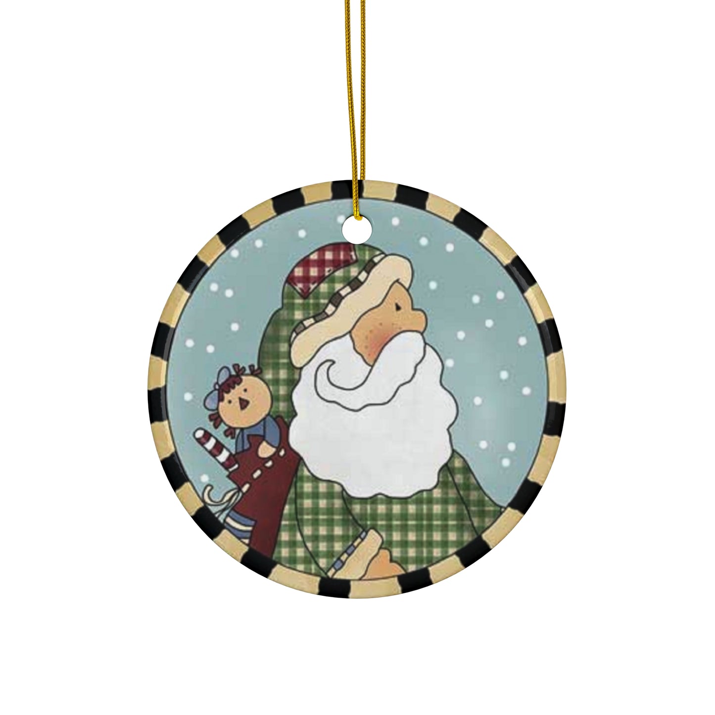 Santa Ceramic Disc Ornament       Item #9537823