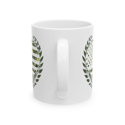Flag Laurel Olive Green American Flag Wreath Ceramic Mug 11oz   Item #1831290