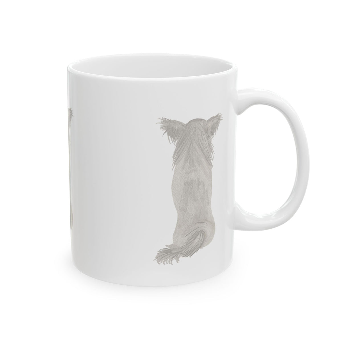 Dog Silhouette Ceramic Mug — Back View Sketch Coffee Cup 11oz    Item #1045