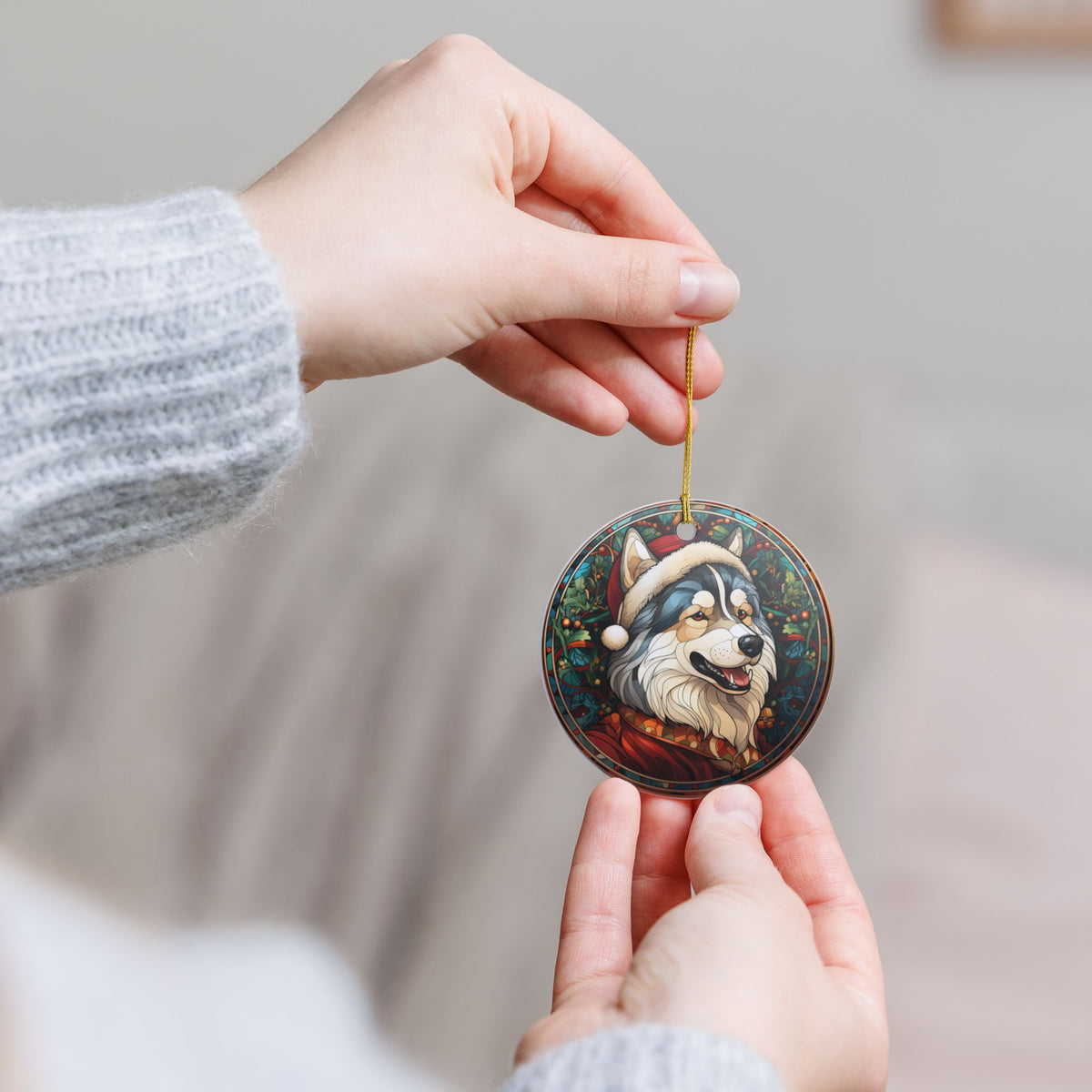 Alaskan Malamute Dog Christmas Ceramic Ornament Item #71275