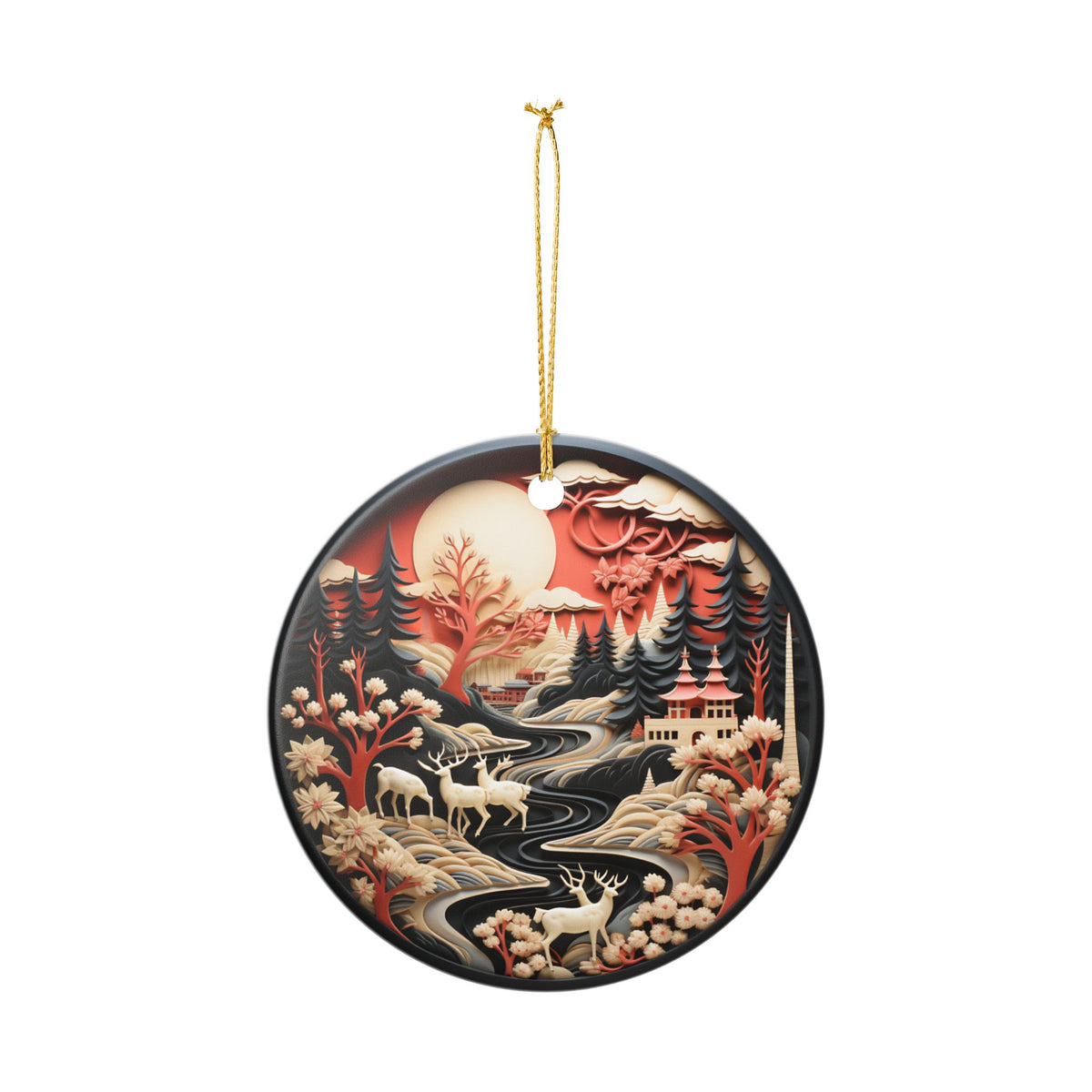 Rustic Woodland Deer Ceramic Christmas Ornament    Item #605811