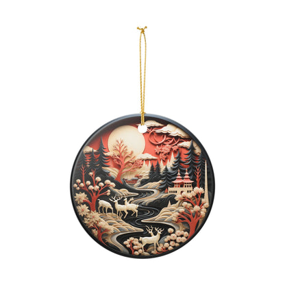 Rustic Woodland Deer Ceramic Christmas Ornament    Item #605811