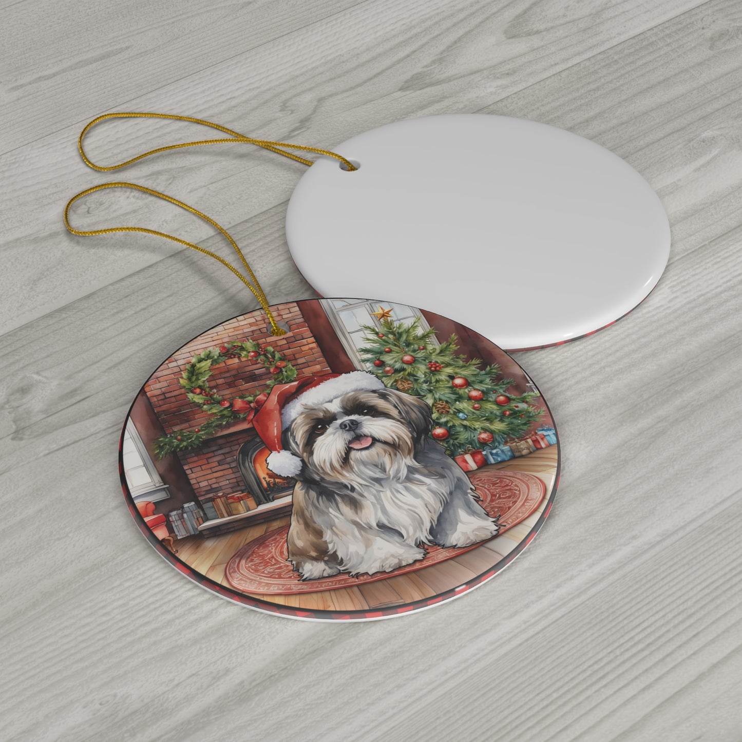 Ceramic Ornament - Shih Tzu Christmas Dog       Item #166072