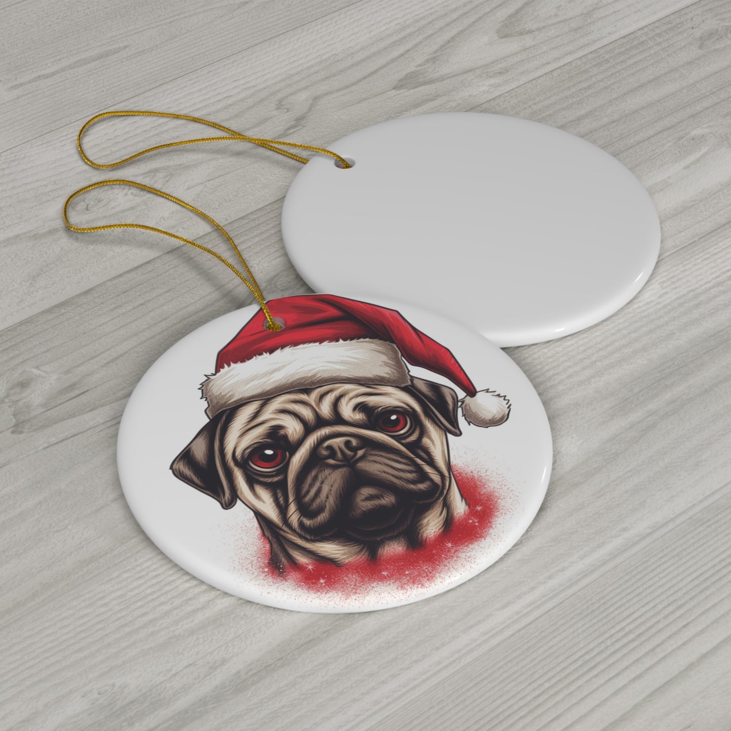 Ceramic Ornament - Christmas Pug Dog   Item #1958059