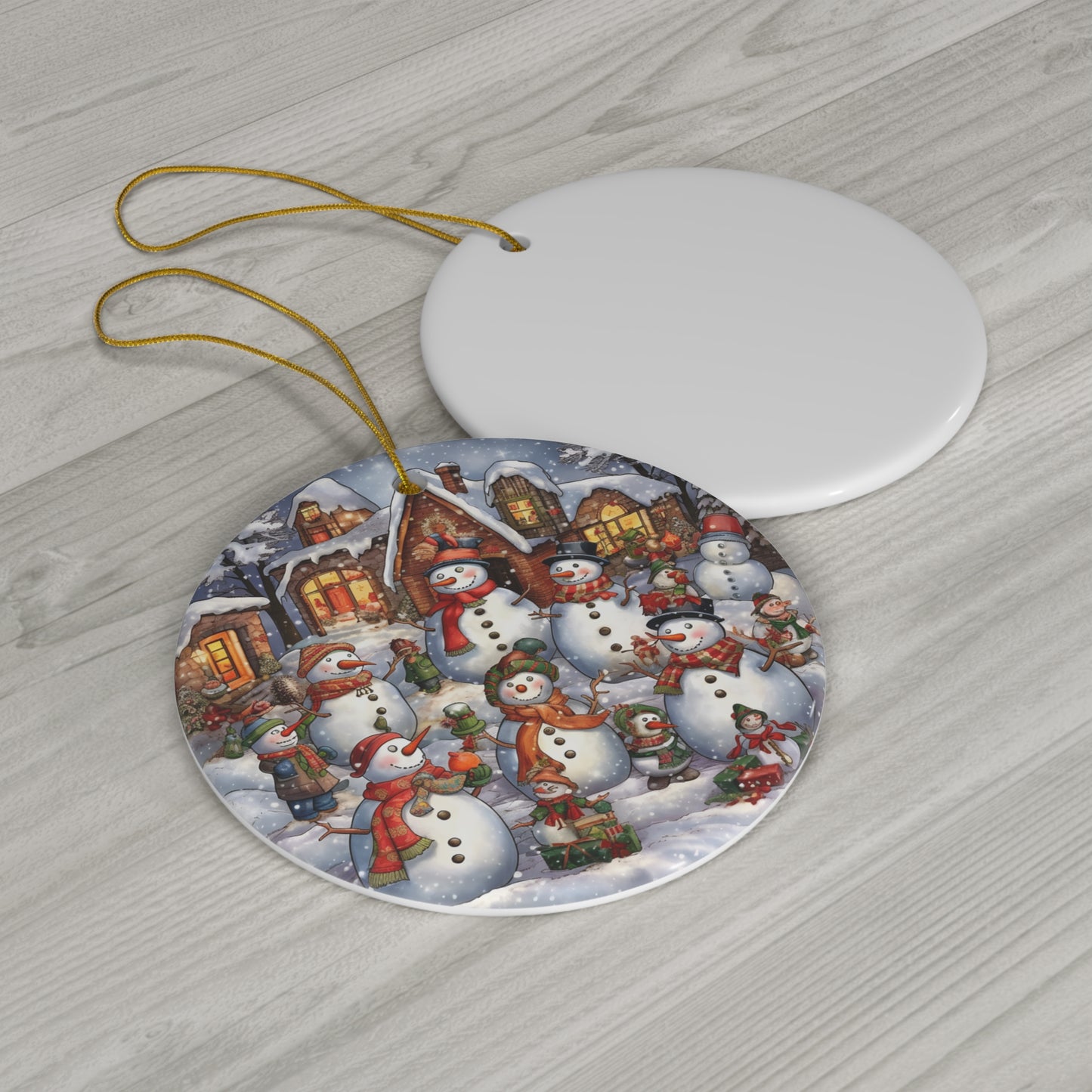 Snow Family Ceramic Disc Ornament        Item #544779