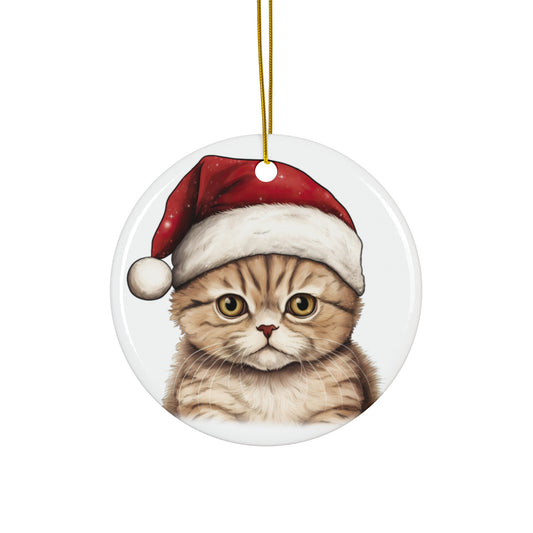 Ceramic Ornament - Exotic Shorthair Kitten With Santa Hat      Item #3580166