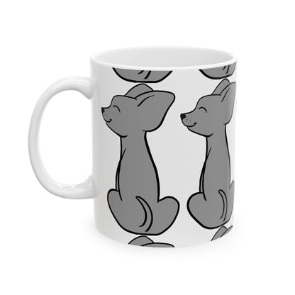 Grey Chihuahua Pattern Ceramic Mug – Cute Dog Lover Coffee Cup 11oz  Item #996852