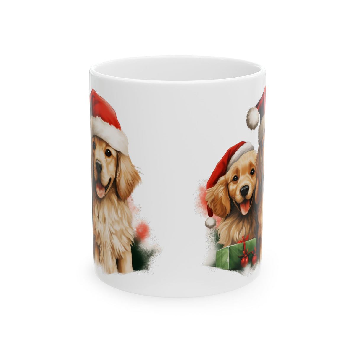 Christmas Golden Retriever With Santa Hat Ceramic Mug 11oz  Item #10647