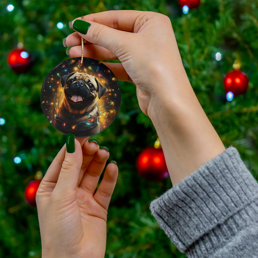 Ceramic Ornament - Xmas Dog With Lights       Item #6831208
