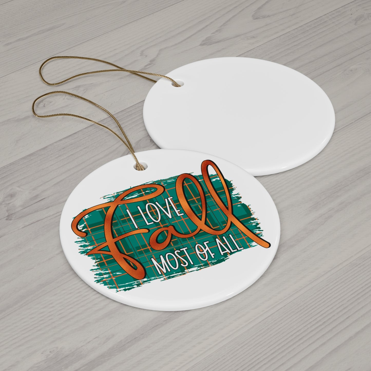 I Love Fall Ceramic Disc Ornament       Item #930187