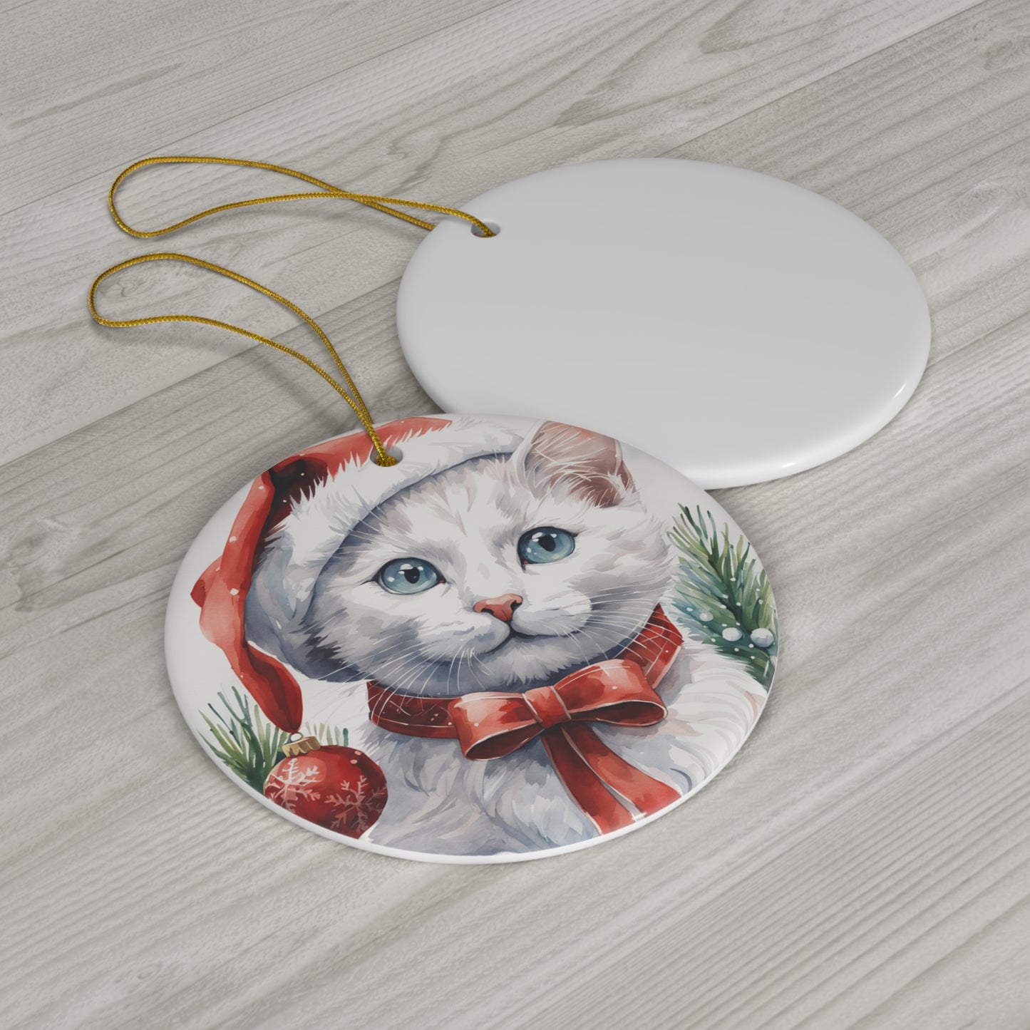 Ceramic Ornament - Christmas Cat     Item #9916185