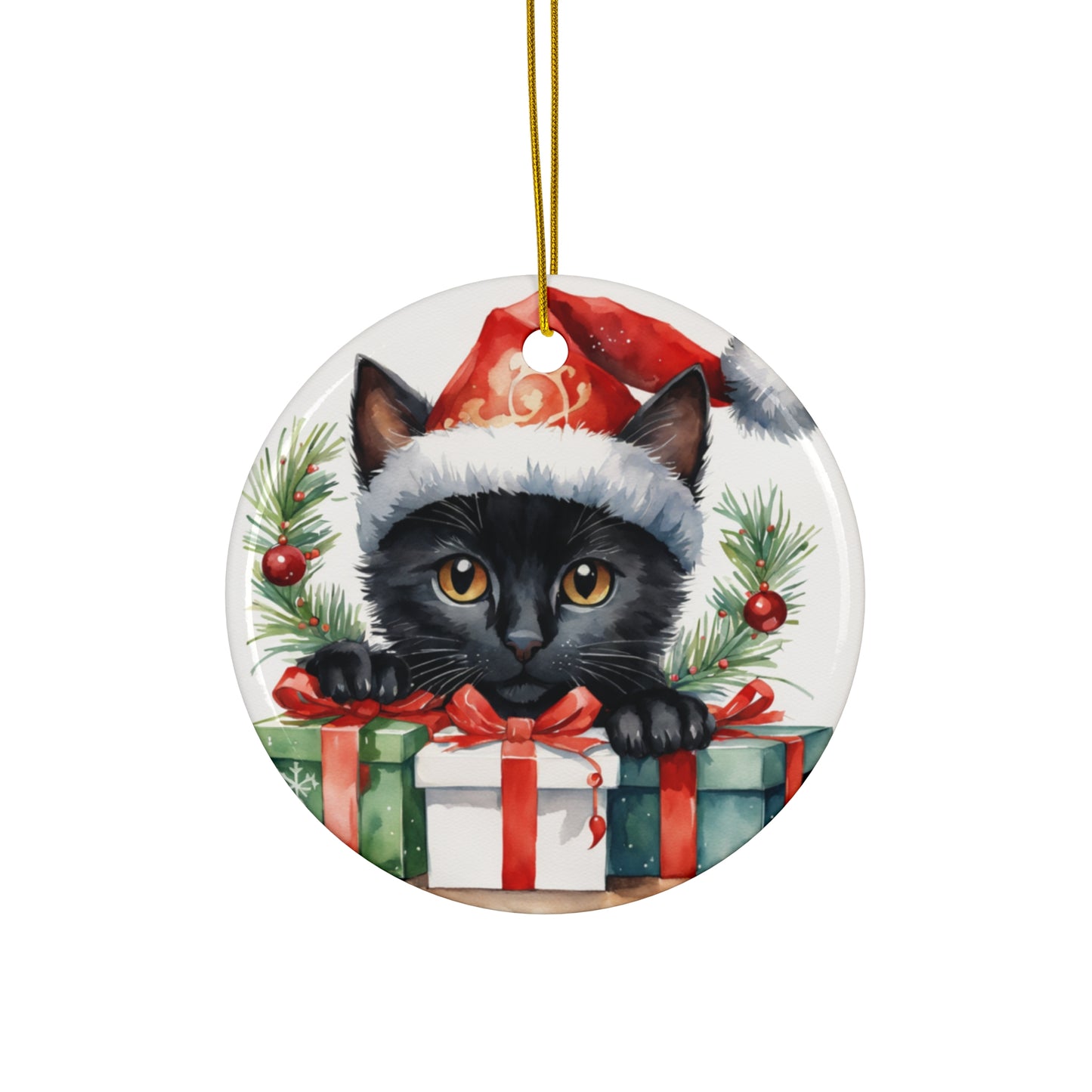 Ceramic Ornament - Christmas Cat     Item #1710998