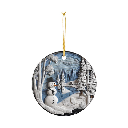 Ceramic Christmas Ornament – Snowman Winter Wonderland Decoration    Item #297568