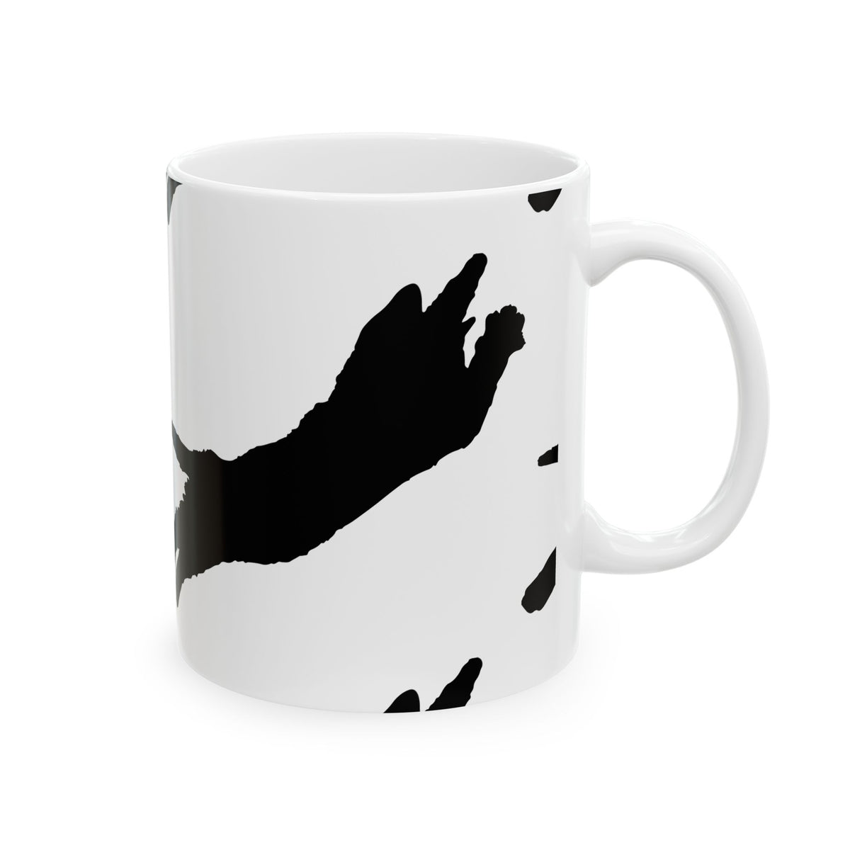 Cat Print Ceramic Mug – Black & White Farmhouse Coffee Cup 11oz    Item #856484