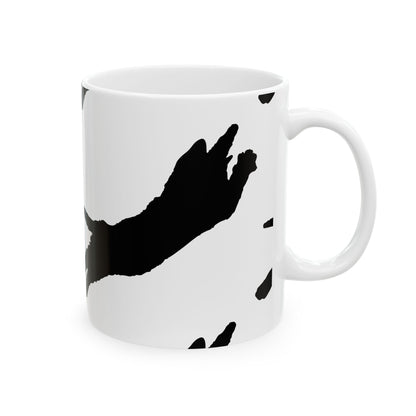 Cat Print Ceramic Mug – Black & White Farmhouse Coffee Cup 11oz    Item #856484