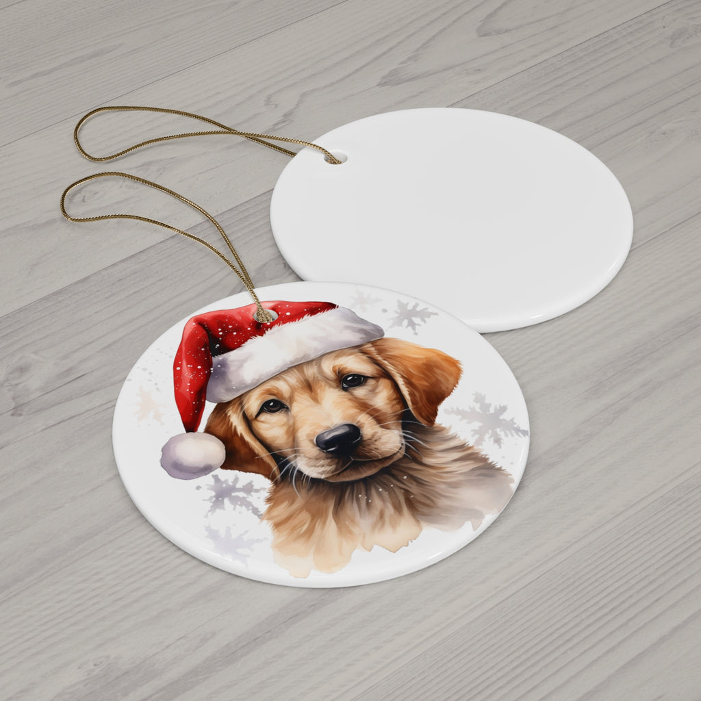Christmas Dog Ceramic Disc Ornament             Item #4557029