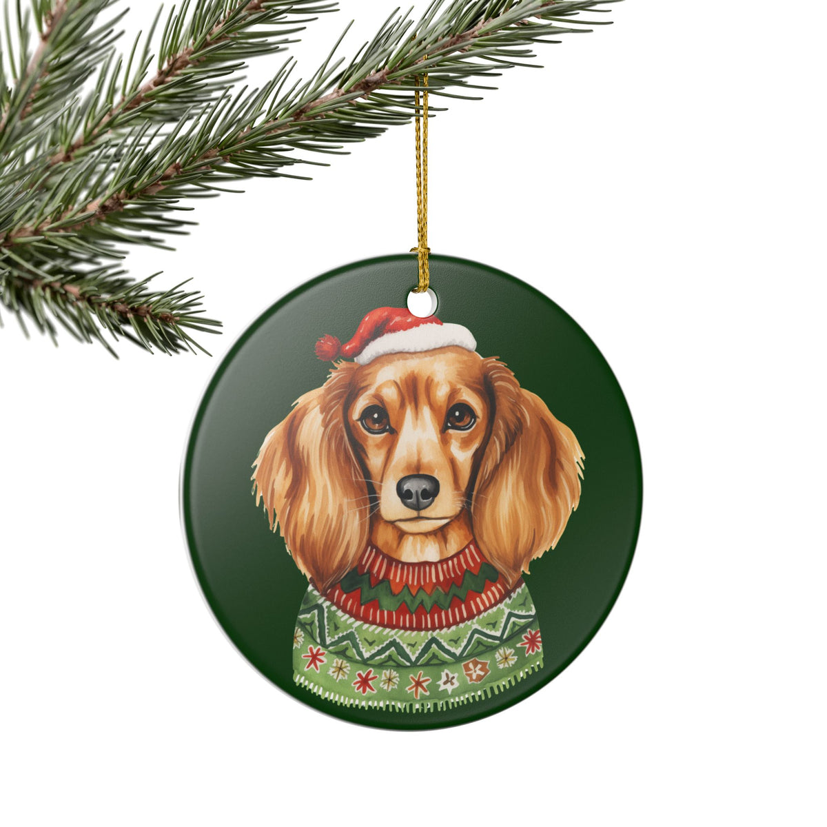 Christmas Cocker Spaniel Dog Ceramic Ornament    Item #434462