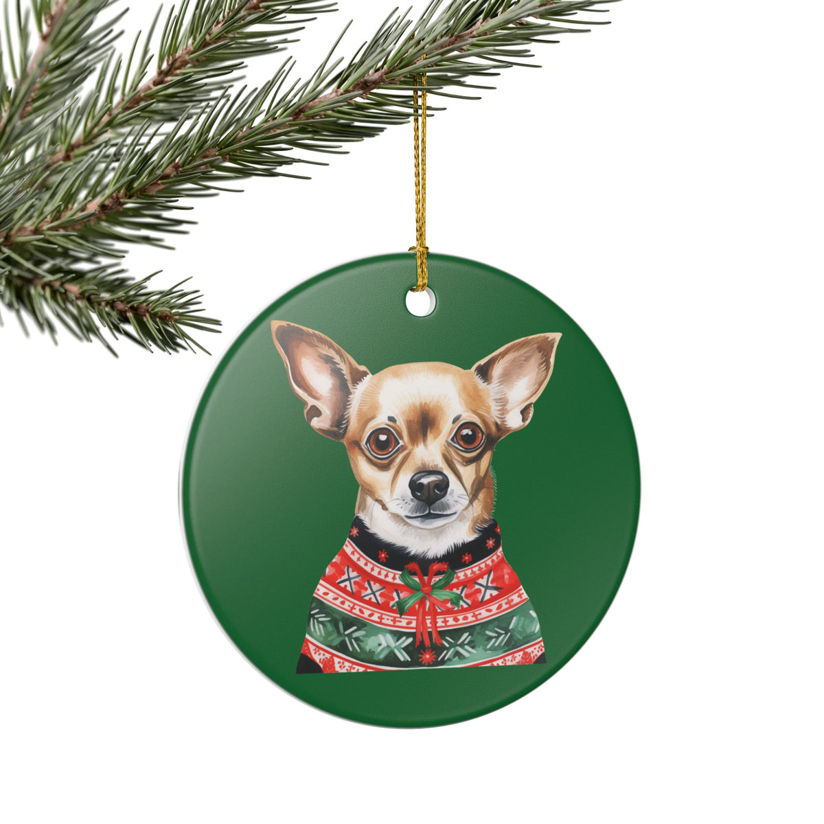 Chihuahua Christmas Sweater Ceramic Ornament   Item #713656