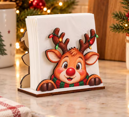 Reindeer Wooden Napkin Holder By Santa's Creations