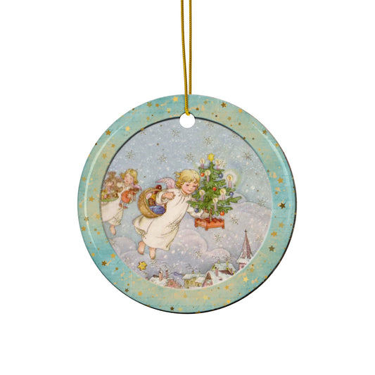 Christmas Scene Ceramic Disc Ornament        Item #1584564