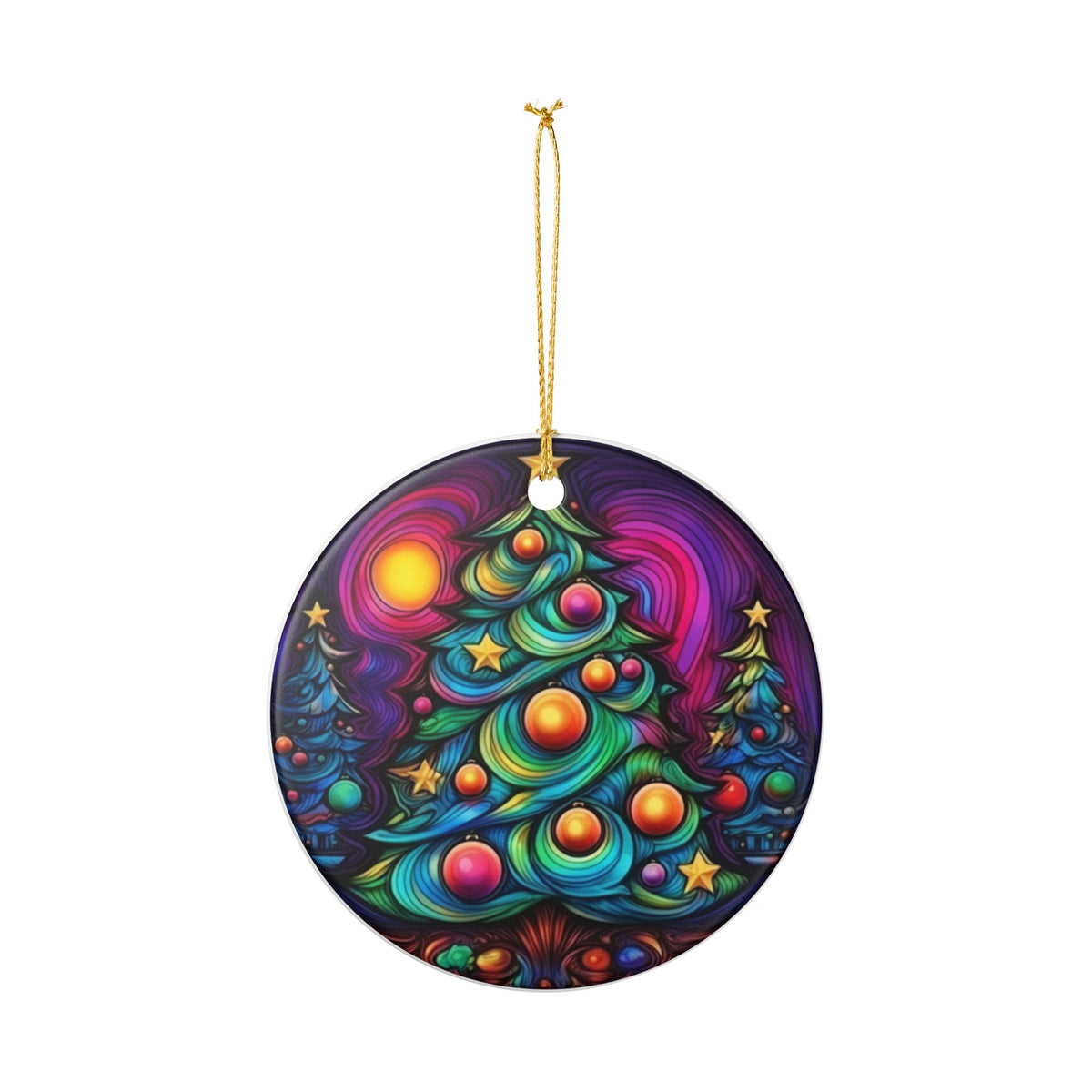 Colorful Cosmic Christmas Tree Ceramic Ornament   Item #437313