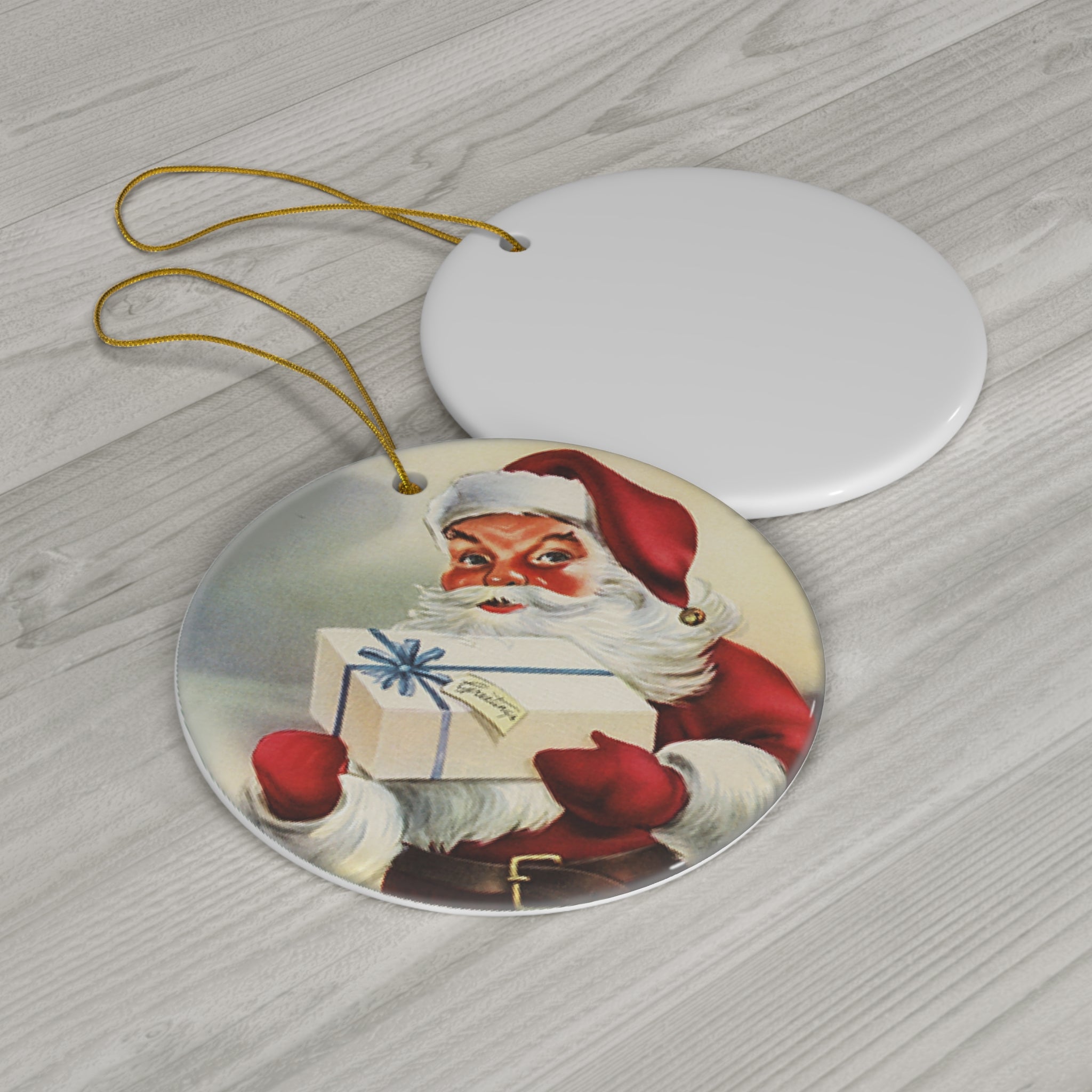 Santa Ceramic Disc Ornament    -      Item #847412