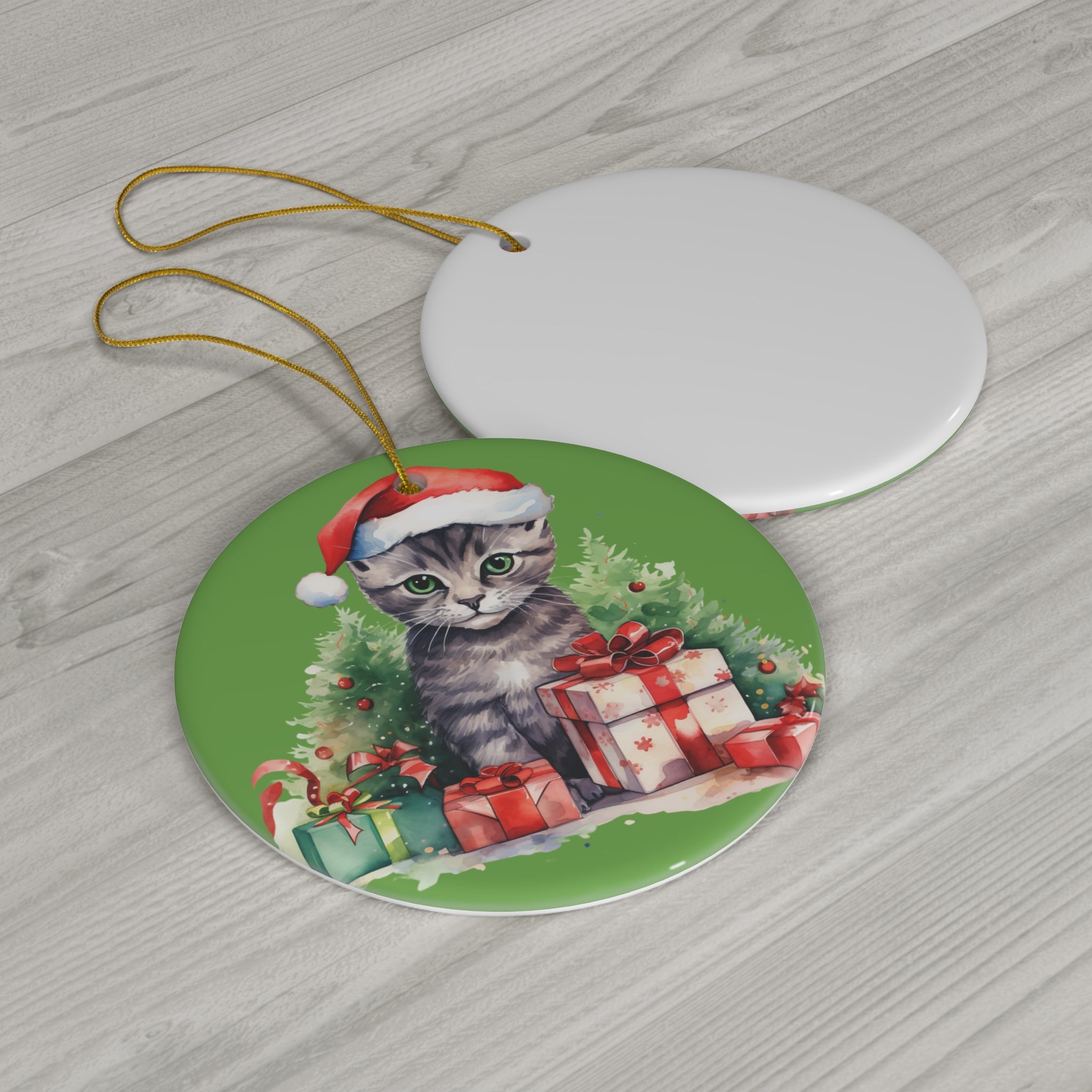 Ceramic Ornament - Christmas Cat      Item #1266795