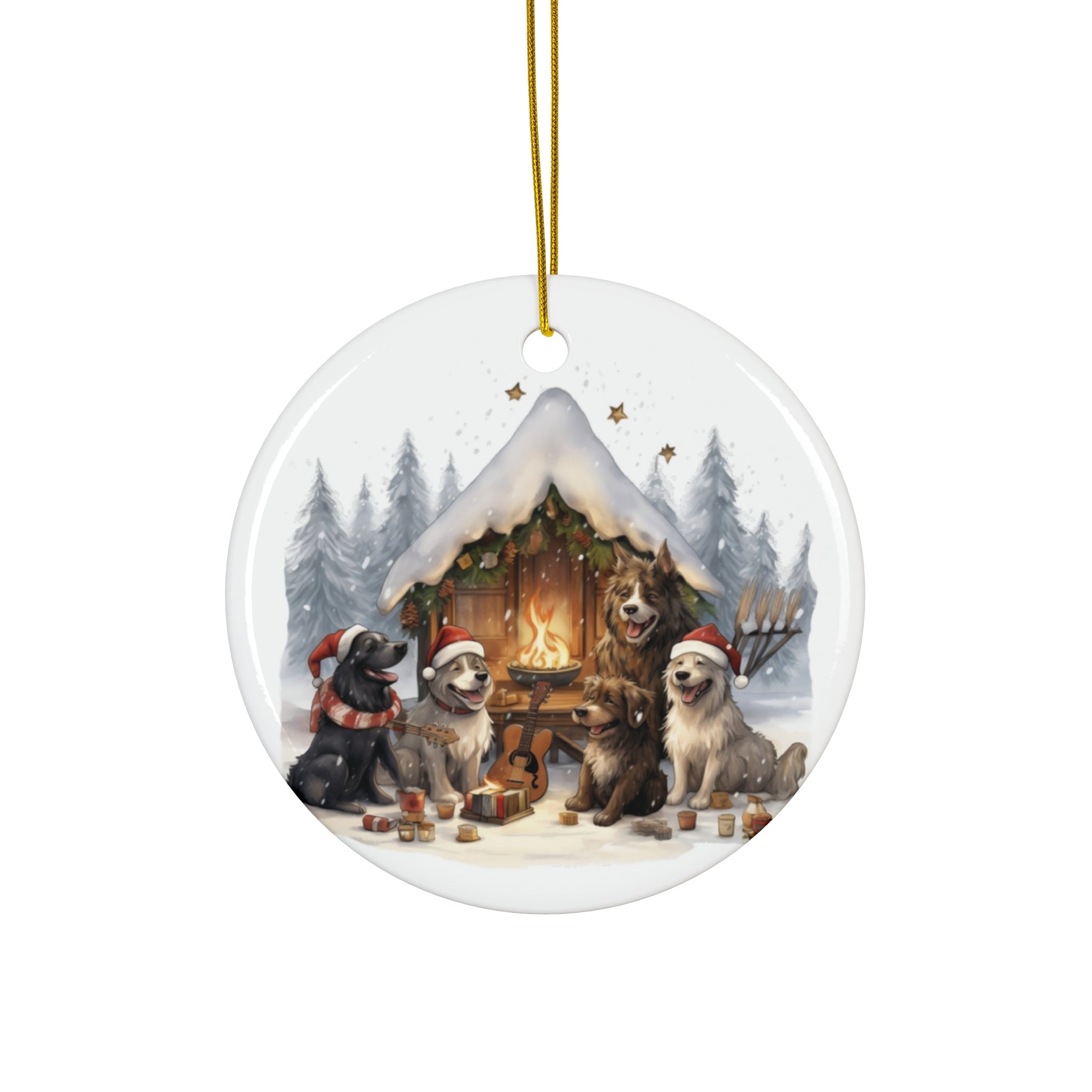 Christmas Dog Ceramic Disc Ornament              Item #7396619